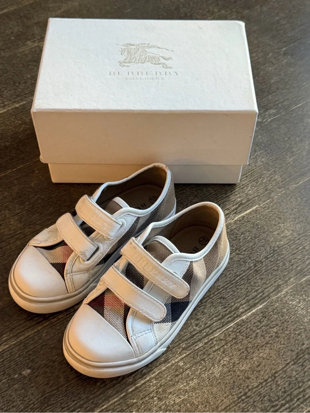 Burberry Check Cotton Sneakers Velcro Sneakers 27